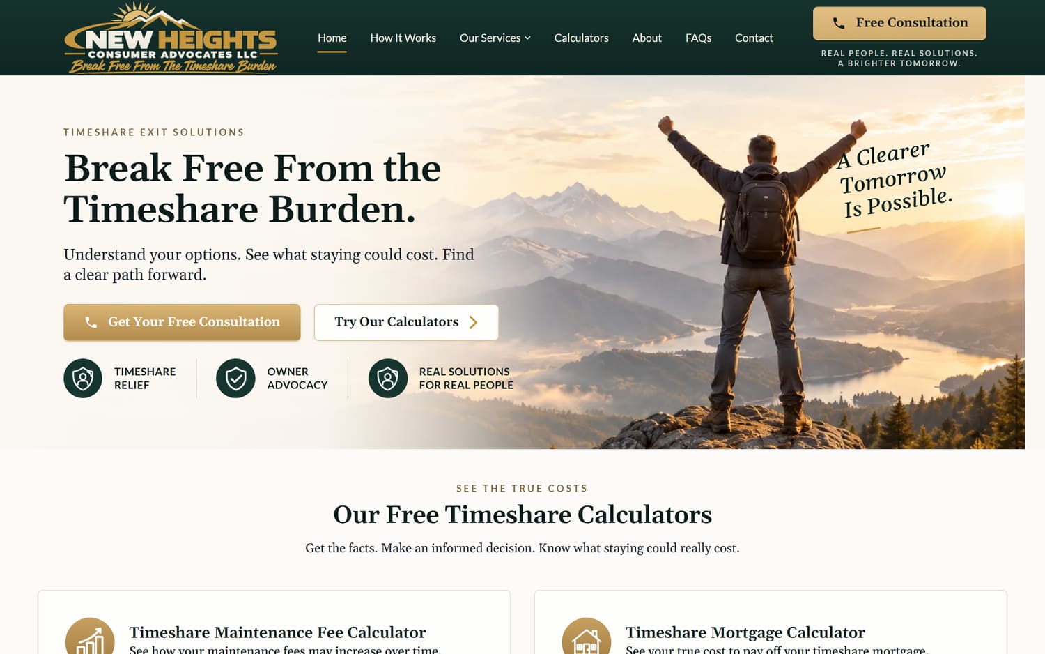 Homepage of New Heights Consumer Advocates, a professional services website in Orlando, FL built by LocalForge